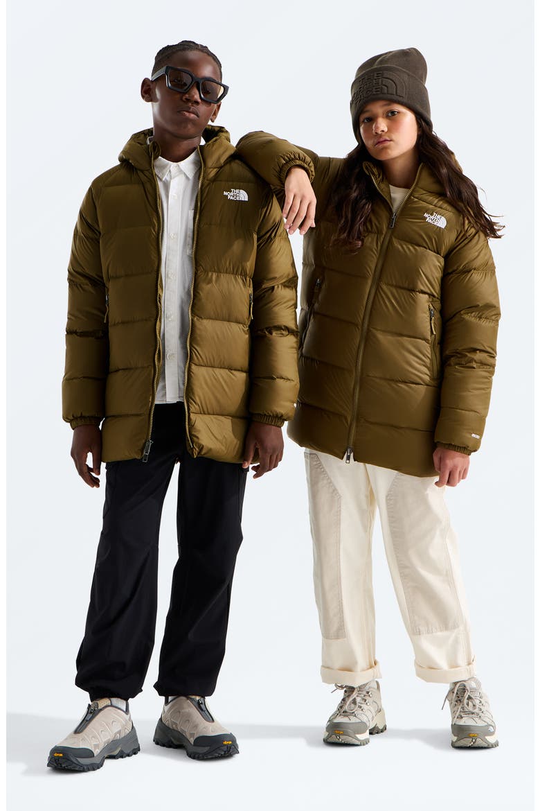 Kids' Hydrenalite 600-Fill-Power Down Hooded Parka, Alternate, color, CARAWAY SEED