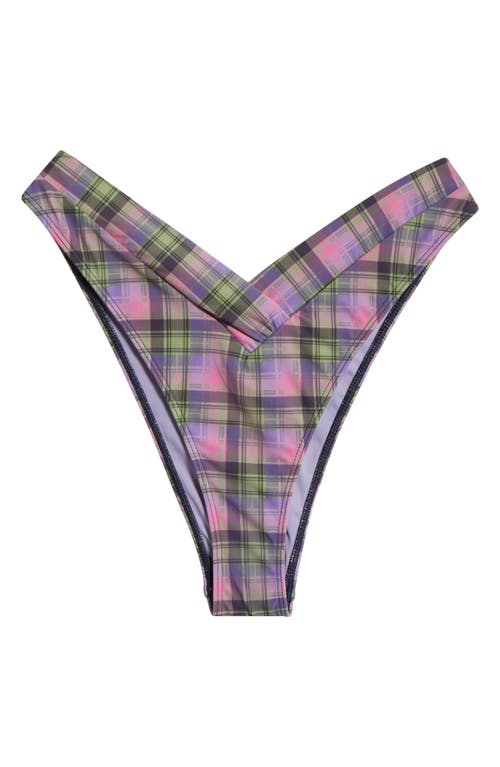 Pacsun Emie High Leg V-cut Bikini Bottoms In Victoria Plaid