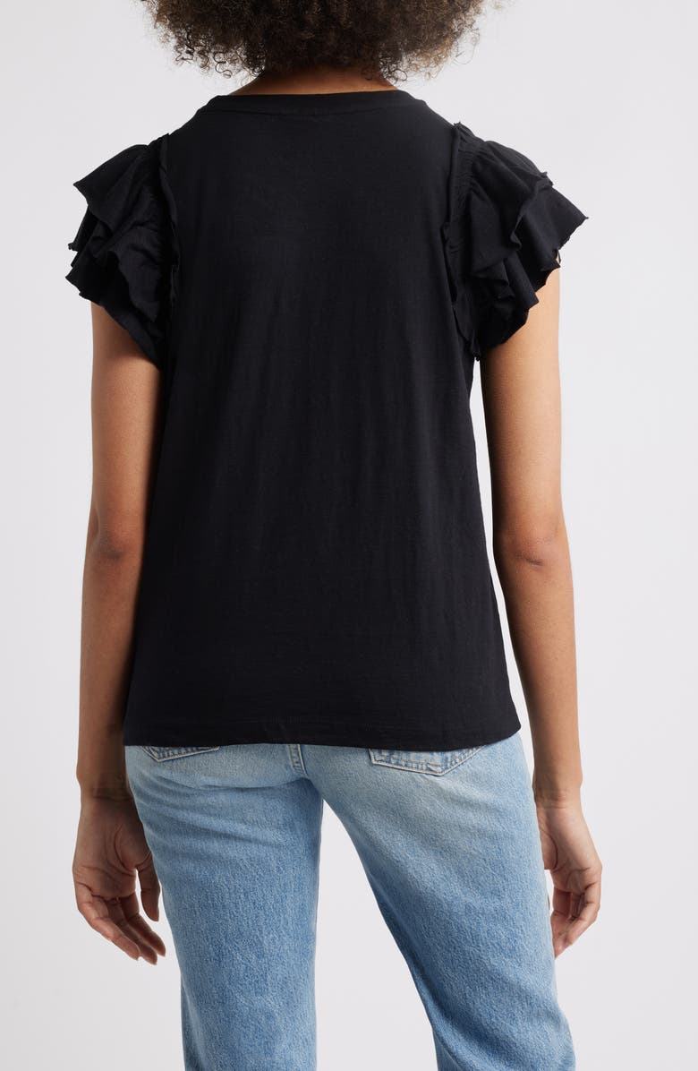 APNY Ruffle Sleeve T-Shirt, Alternate, color, Black