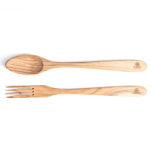 Berard Handcrafted Olive Wood 2 Piece Salad Serving Set, 14 Inch In Brown