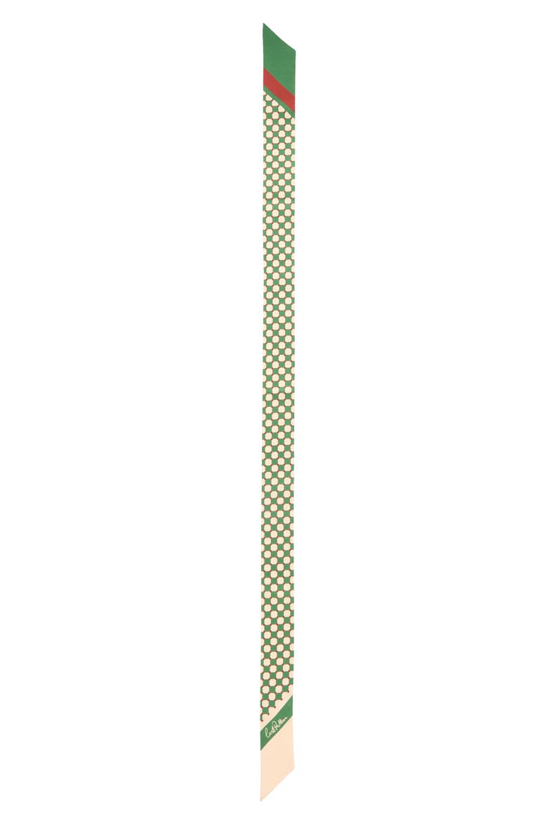 Checkerboard Skinny Silk Scarf, Alternate, color, GREEN