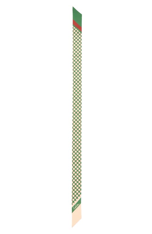 Lost Pattern Checkerboard Skinny Silk Scarf In Green
