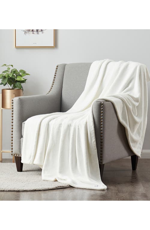 Brookstone Nap Plush Throw Blanket In White