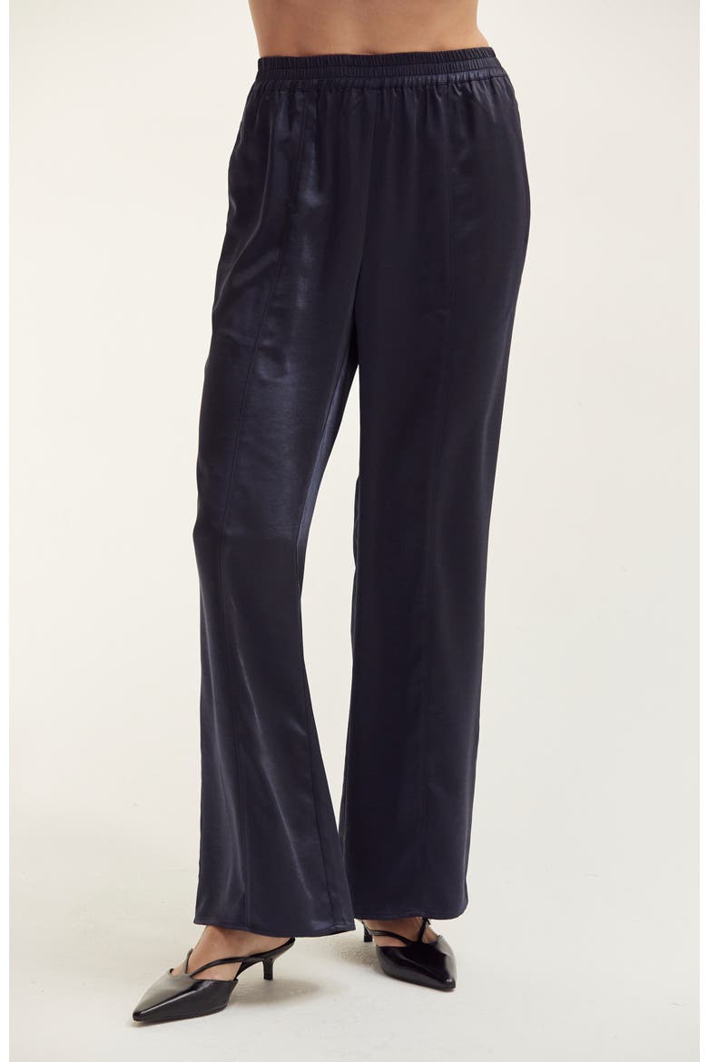 Crushed Satin Pull-On Pants, Main, color, Midnight Blue