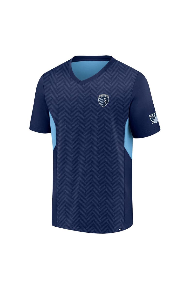 FANATICS Men's Fanatics Branded Navy Sporting Kansas City Extended Play V-Neck T-Shirt, Alternate, color, 