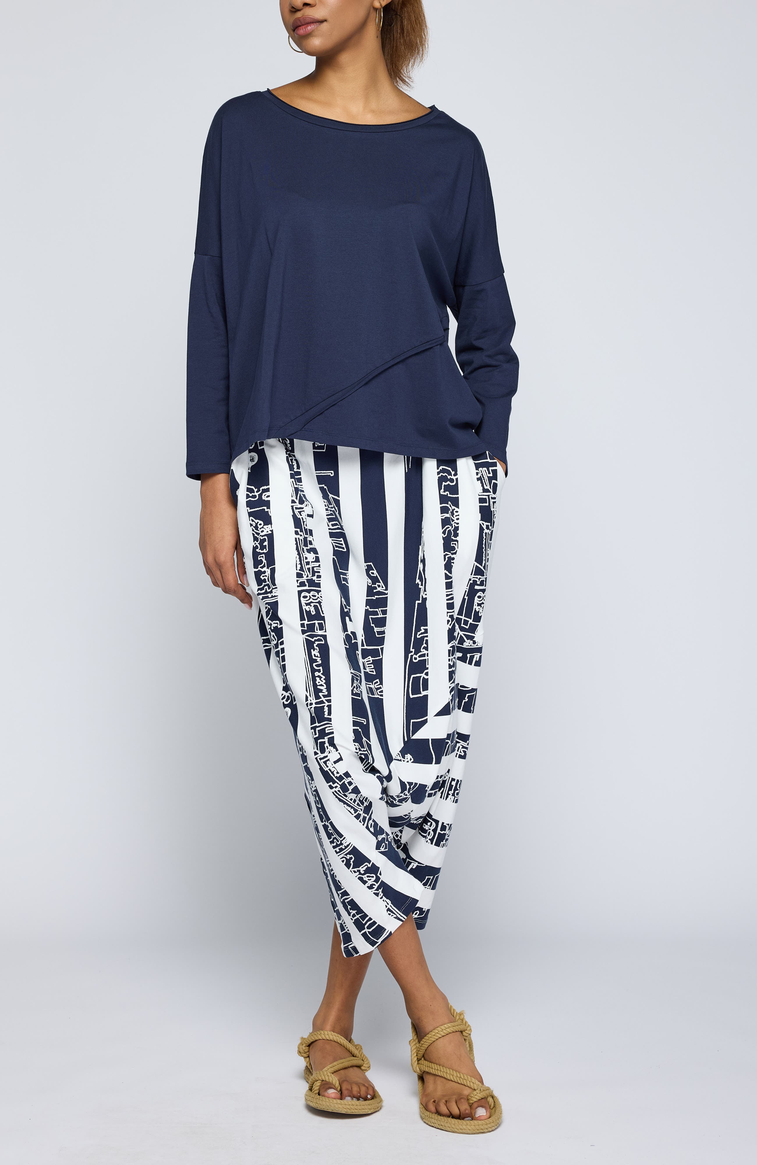 Thessaly Striped Jersey Harem Pants - image 4