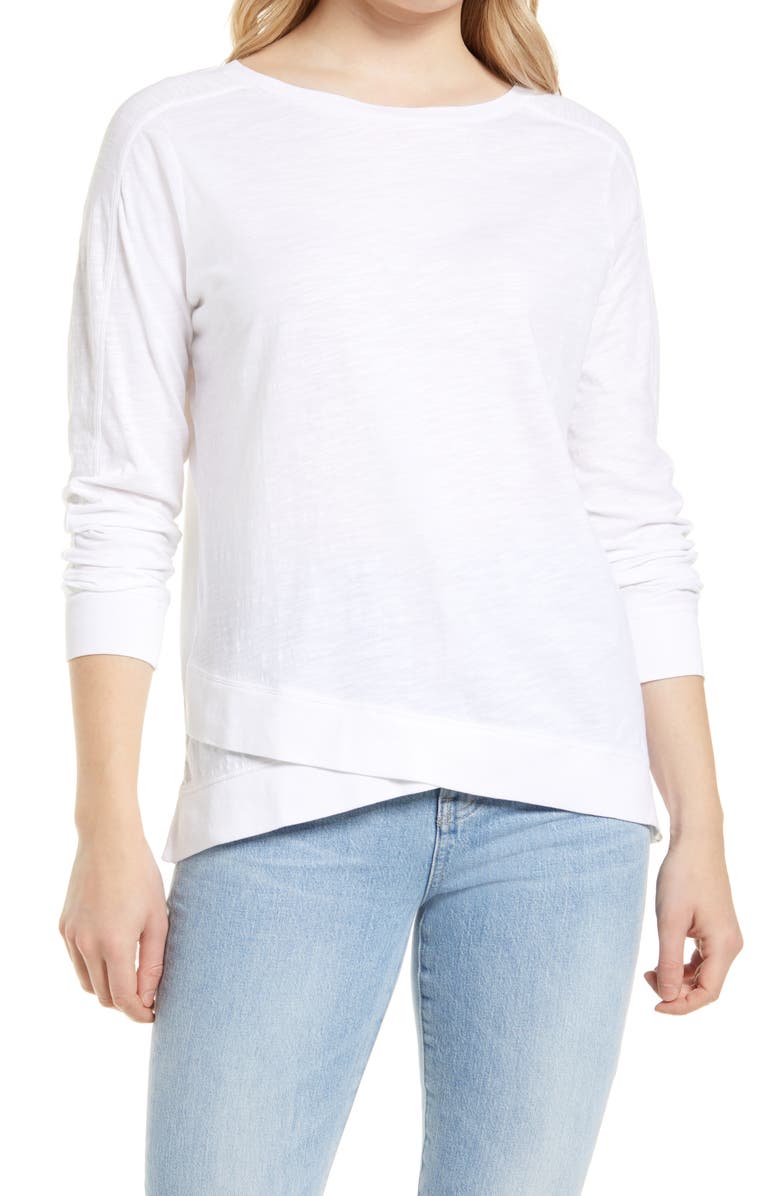 Caslon<sup>®</sup> Cross Hem Tunic T-Shirt, Main, color,