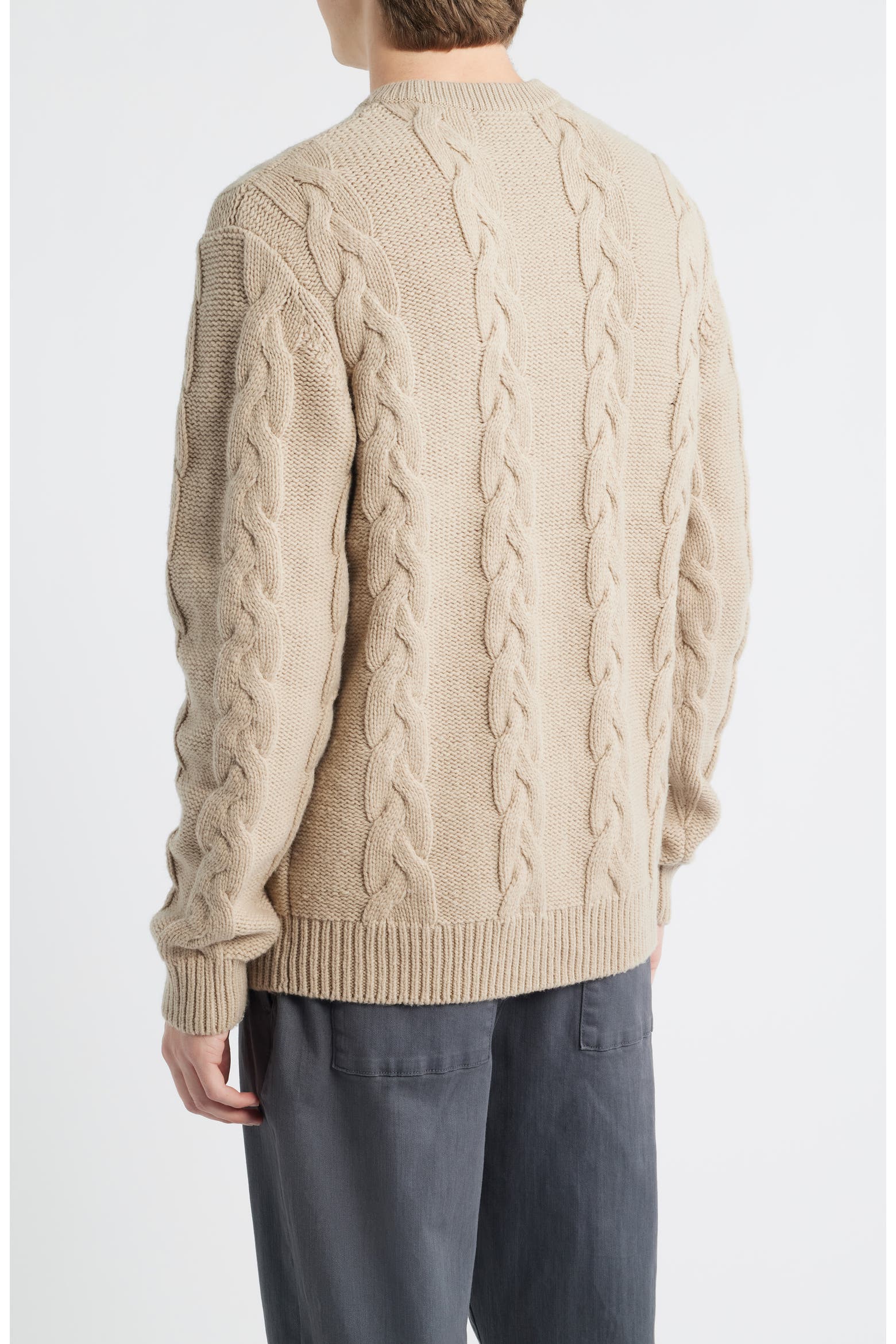 Fred Rope Wire Fred Perry Cable Stitch Wool Blend Crewneck Sweater (Men) | Nordstromrack