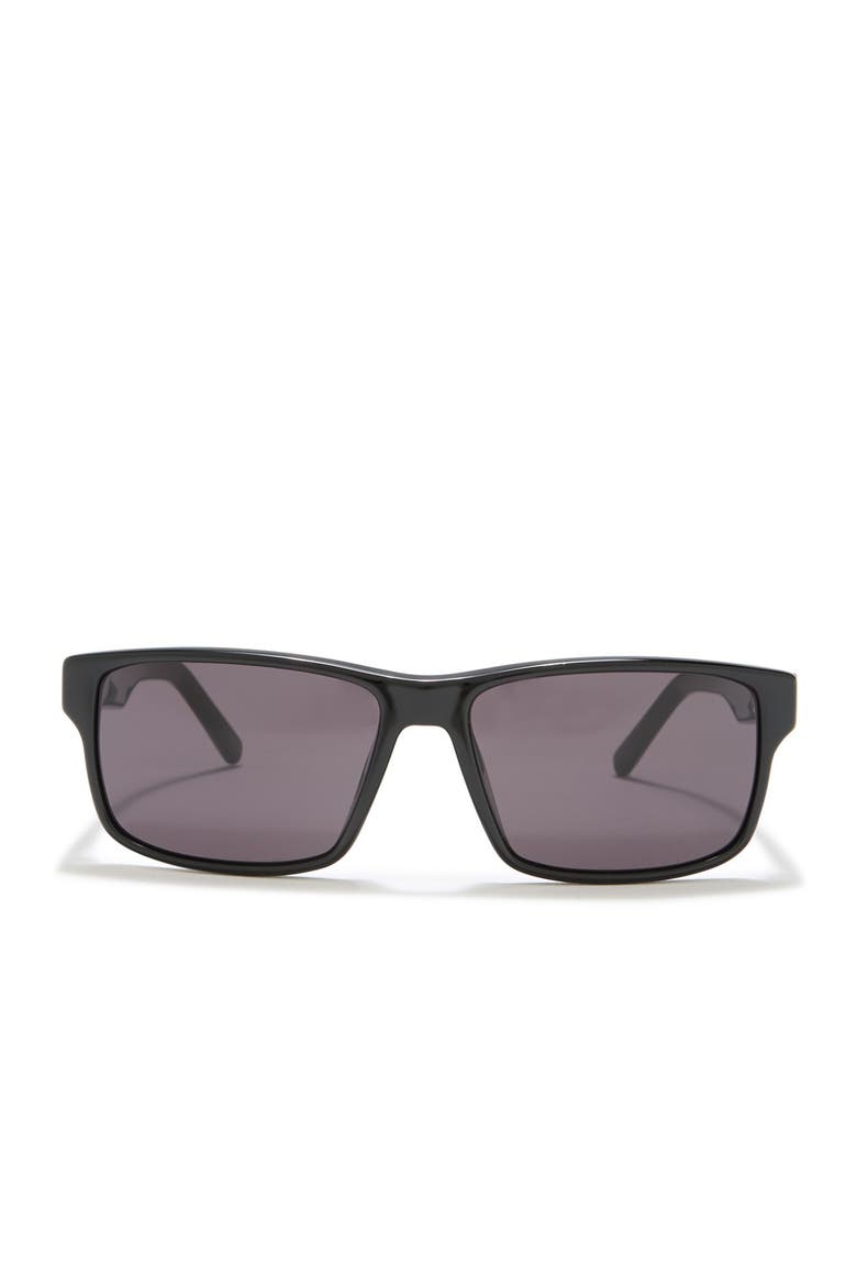 58mm Rectangle Sunglasses, Alternate, color, BLACK