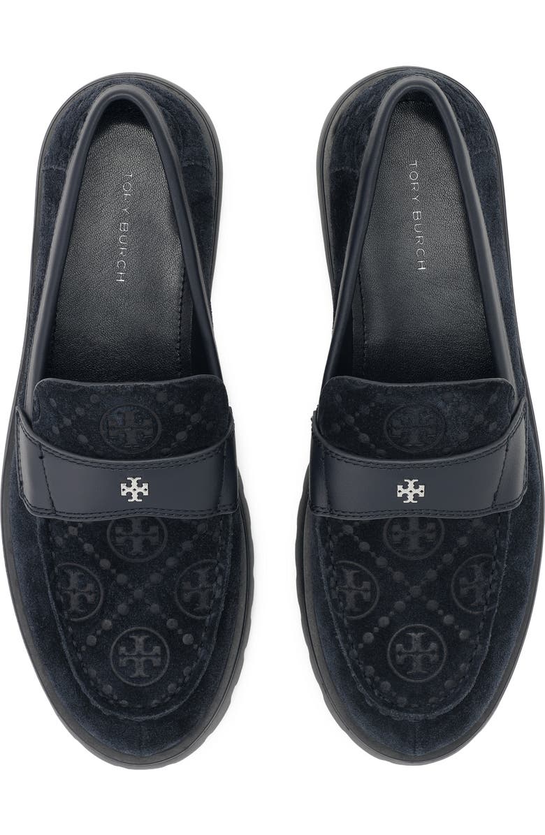 Tory Burch T Monogram Lug Sole Loafer, Alternate, color, Navy / Navy / Navy