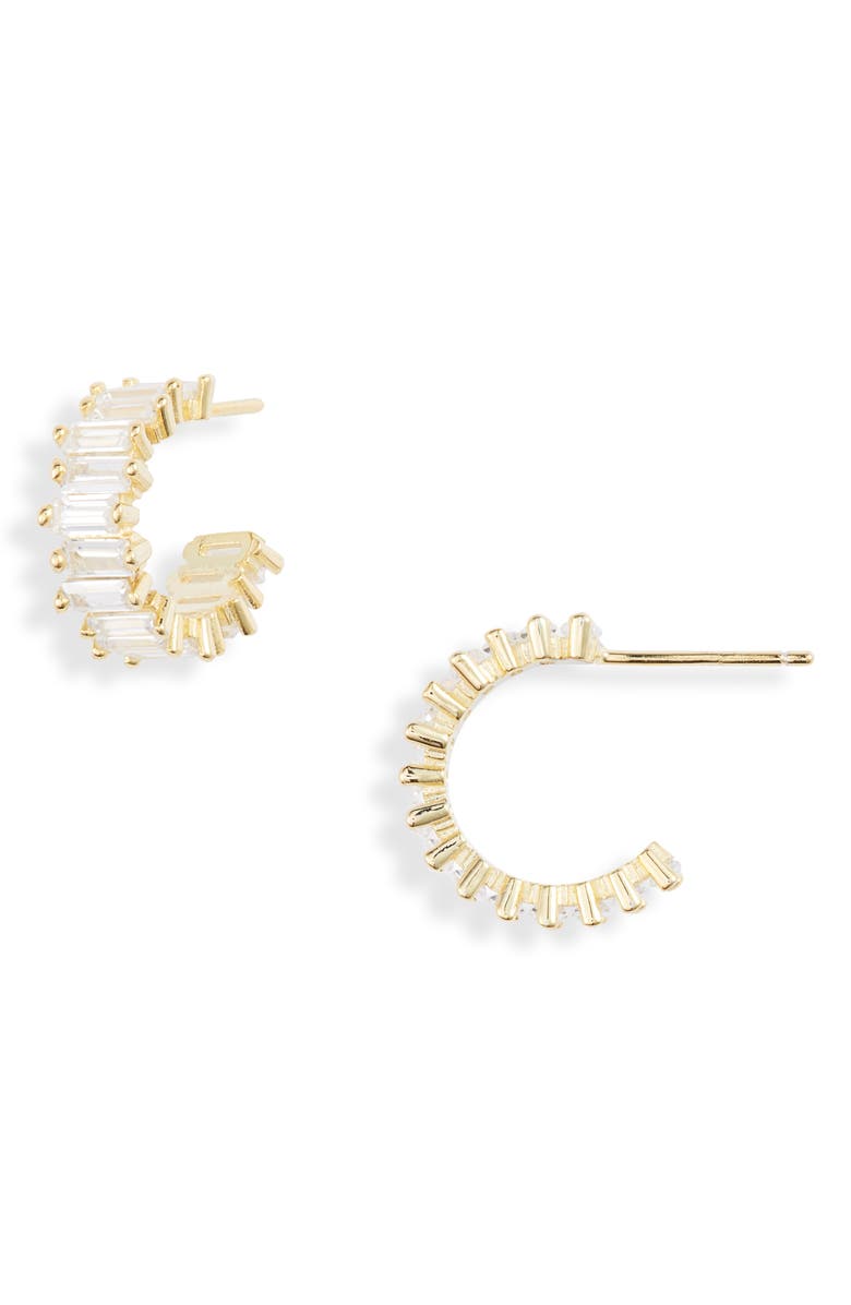 BY ADINA EDEN Adina's Jewels Mini Baguette Hoop Earrings, Main, color, 