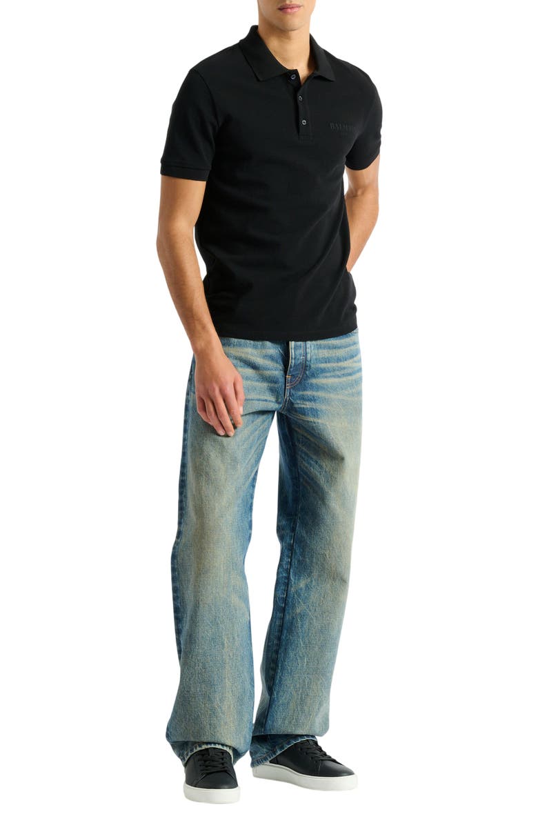 Balmain Embroidered Balmain Vintage polo, Main, color, Black