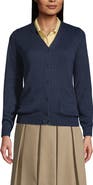 Lands' End School Uniform Cotton Modal Button Front Cardigan Sweater