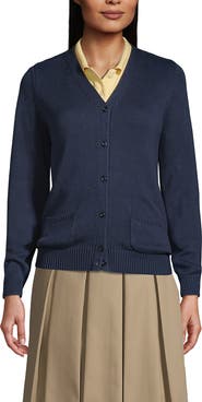 Lands' End School Uniform Cotton Modal Button Front Cardigan Sweater