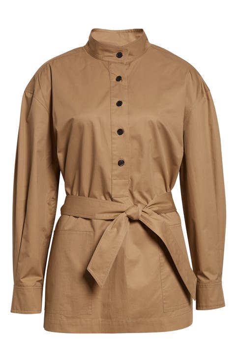 Belted Cotton Serge Button-Up Tunic