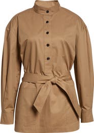 Saint Laurent Belted Cotton Serge Button-Up Tunic