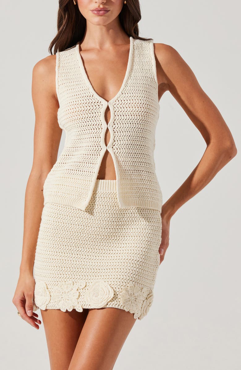 ASTR the Label Taimi Crochet Miniskirt, Alternate, color, 