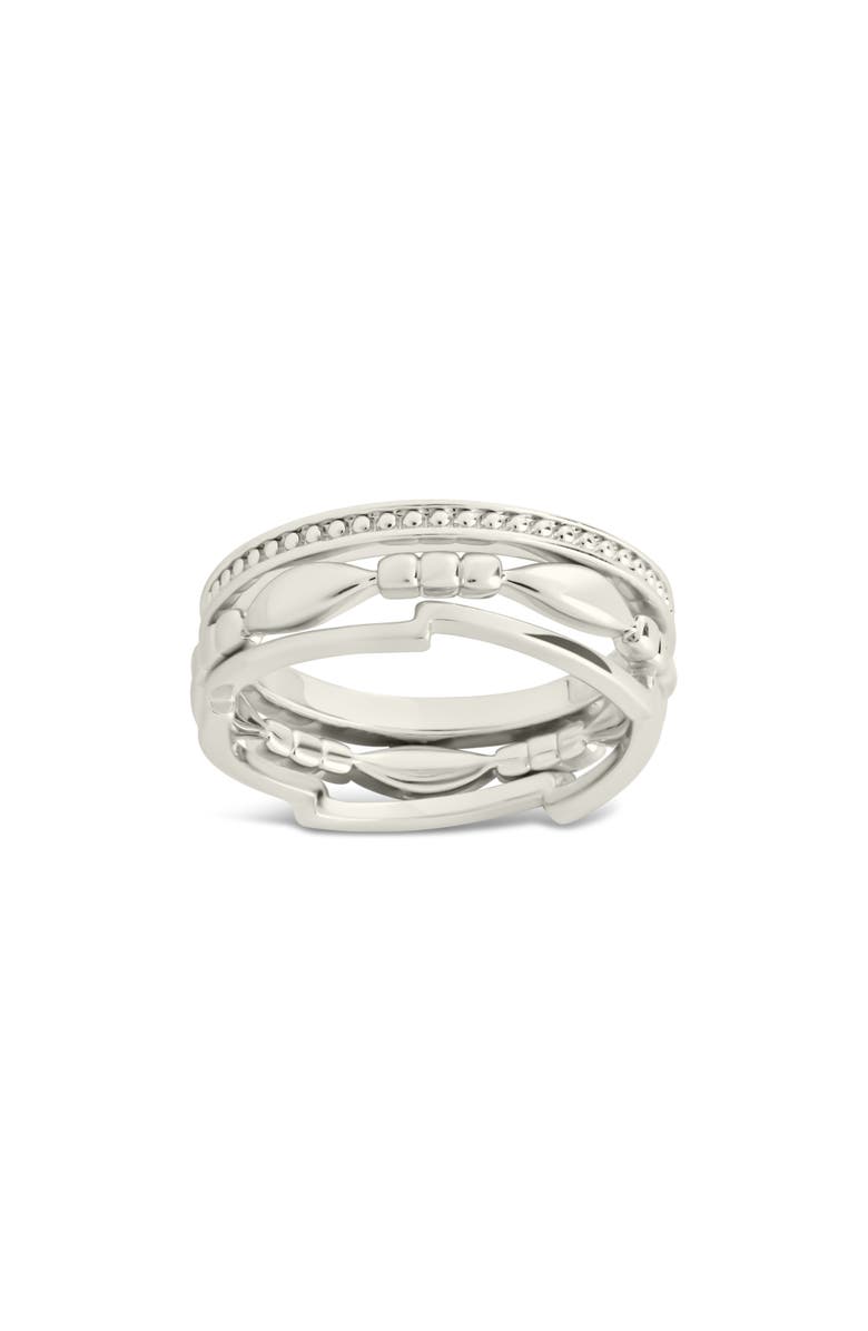 Sterling Forever Jasmine Layered Band Ring, Main, color, Silver