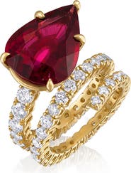Mindi Mond Rubellite & Diamond Spiral Ring