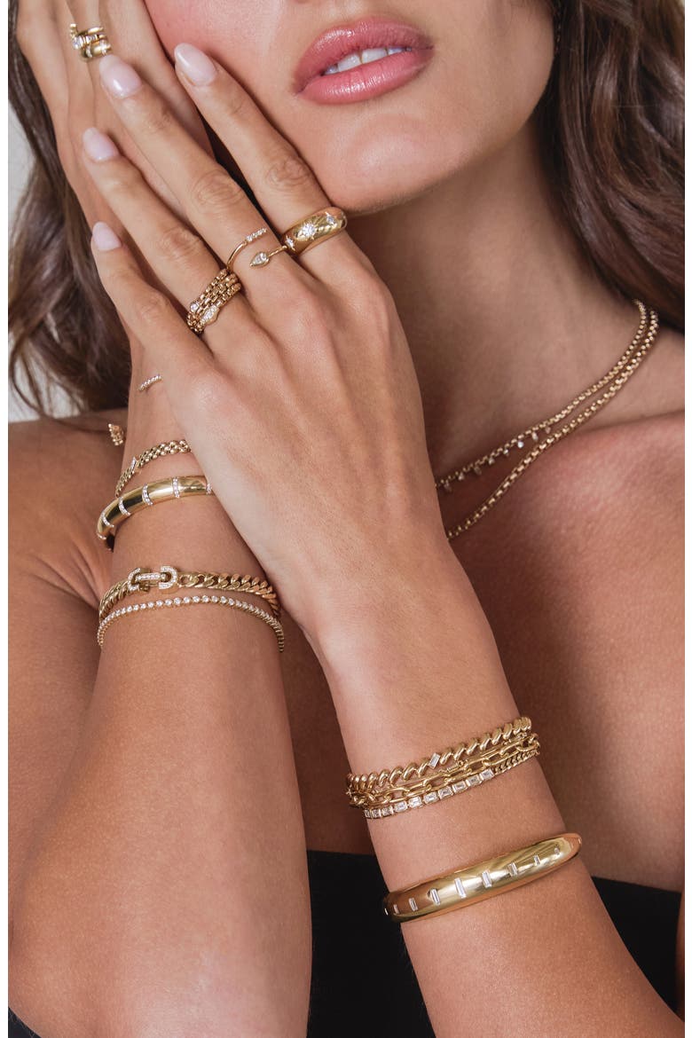 Vintage Pavé Diamond Horsebit Link Large Curb Chain Bracelet, Alternate, color, 14K YELLOW GOLD