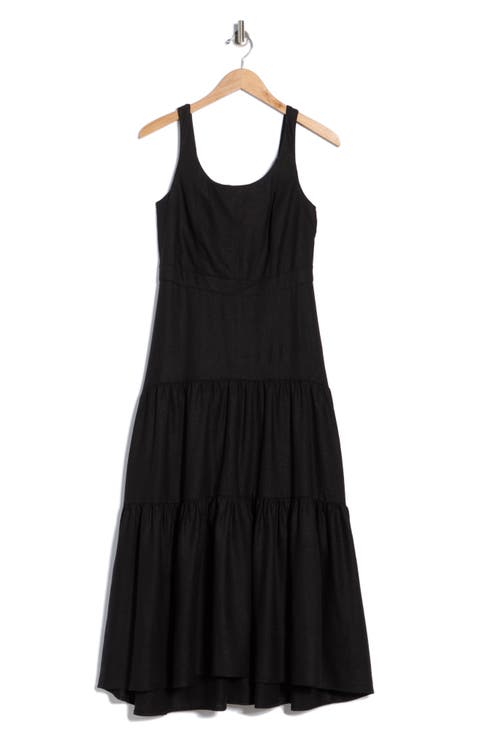 Square Neck Fit and Flare Midi Dress