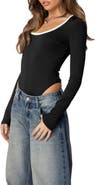 EDIKTED Contrast Scoop Neck Bodysuit