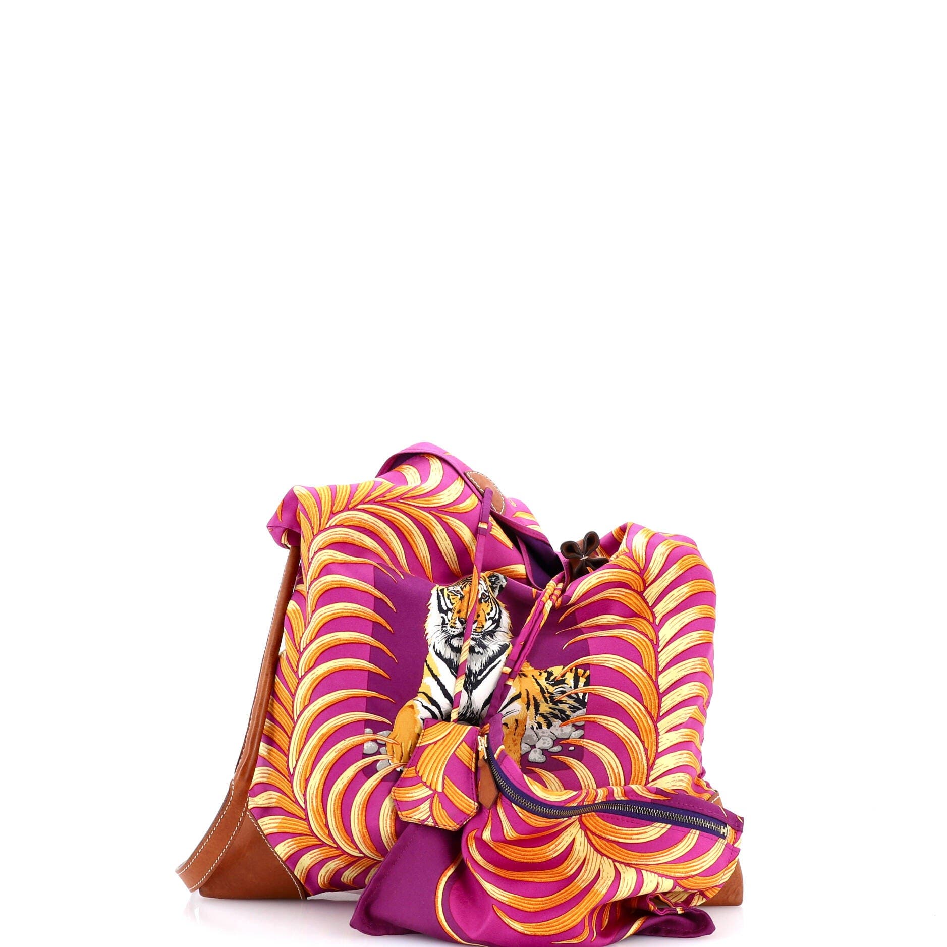 Pre-Owned Hermes Silky City Bag Printed Silk and Leather PM, Alternate, color, 