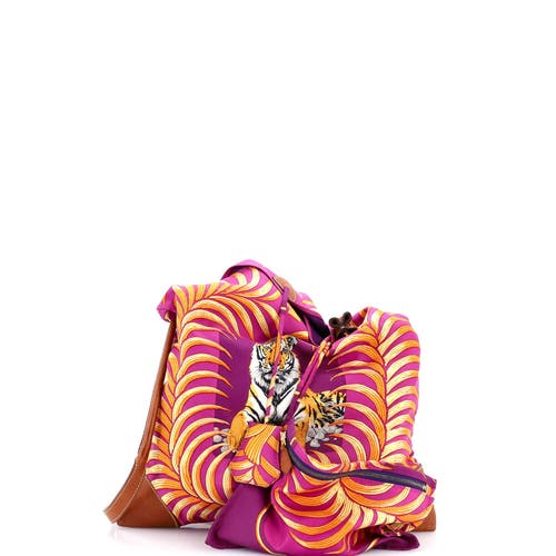 Pre-owned Hermes  Hermes Silky City Bag Printed Silk And Leather Pm In Multi