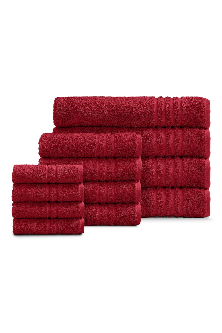 Solid Cotton 12-Piece Towel Set, Main, color, RED