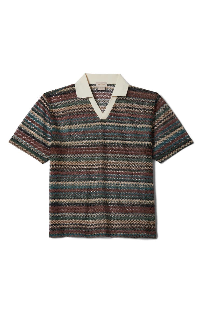 Brixton Varsity Retro Stripe Johnny Collar Polo, Main, color, Multi Retro Stripe