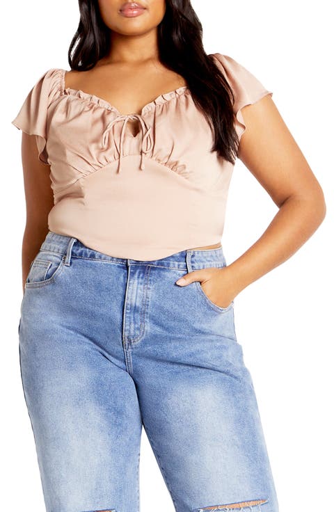 Mae Ruffle Off the Shoulder Crop Top (Plus)