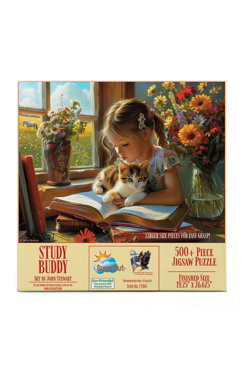 Sunsout Study Buddy 500 piece Jigsaw Puzzle for Adults Large Pieces, Alternate, color, Multicolor