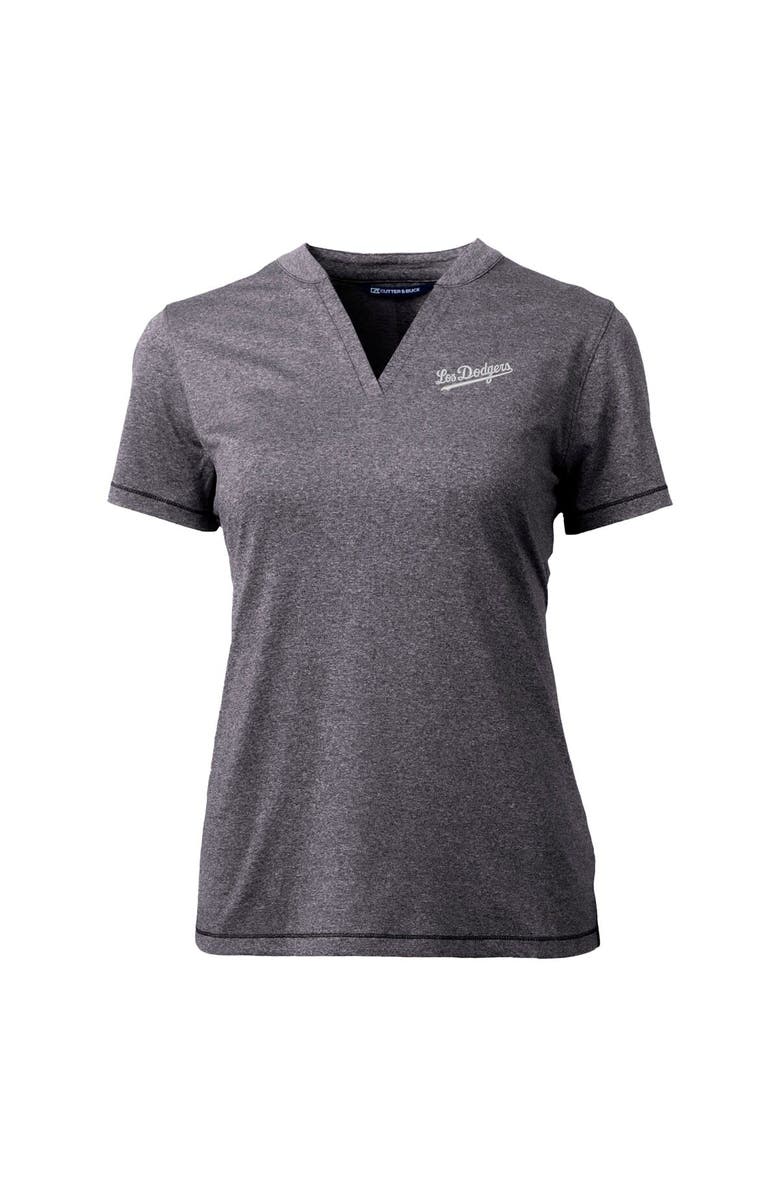 Cutter & Buck Women's Cutter & Buck  Heather Charcoal Los Angeles Dodgers City Connect Forge Heathered Stretch Blade Top, Alternate, color, 