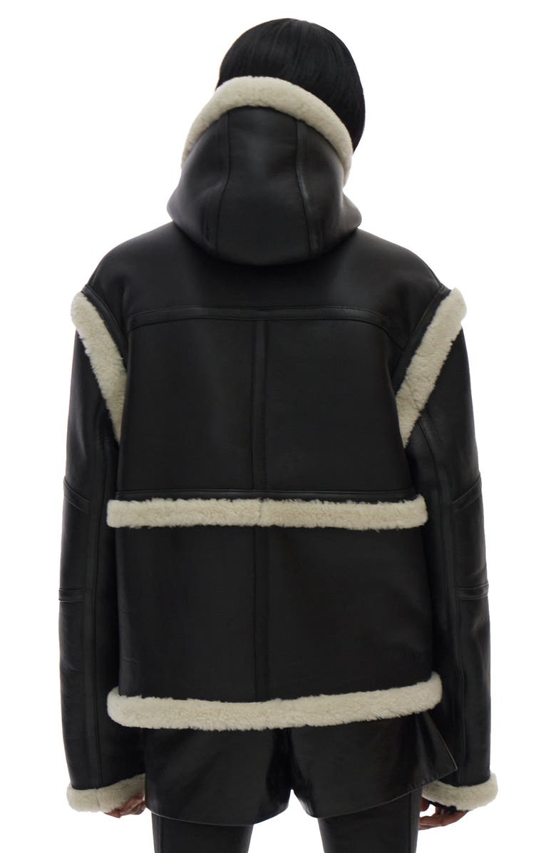 Helmut Lang Aviator Genuine Shearling Hooded Jacket, Alternate, color,