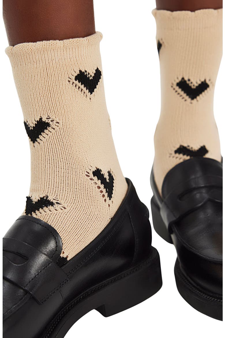 Cupid's Bow Crew Socks, Alternate, color, BEIGE