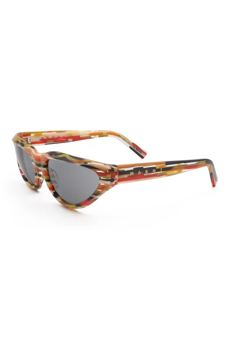 60mm Round Sunglasses, Alternate, color, GREY STRIPE / DARK GREY