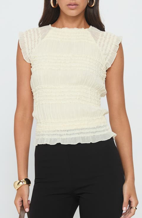 Talyn Cap Sleeve Frilled Top