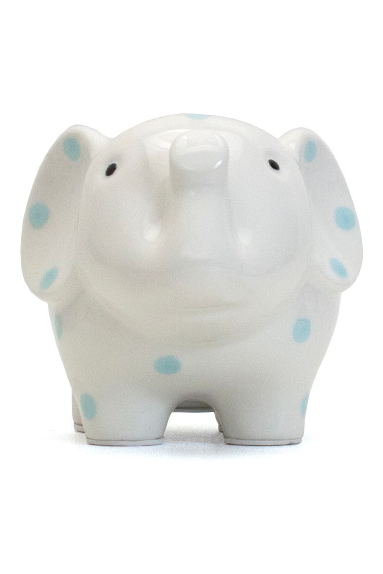 Polka Dot Elephant Bank, Alternate, color, BLUE