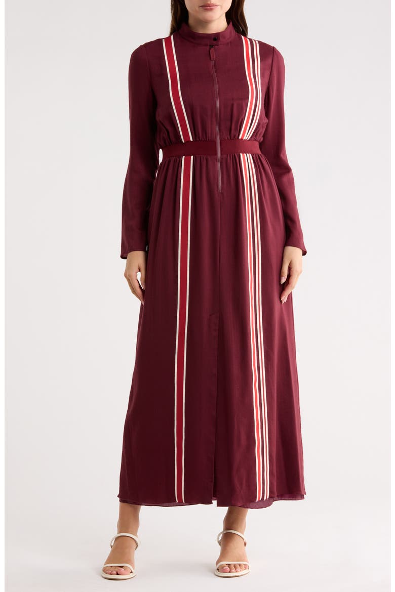 Stripe Wool Maxi Dress, Main, color, BURGUNDY