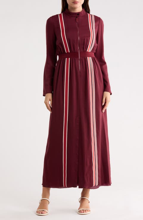 Stripe Wool Maxi Dress