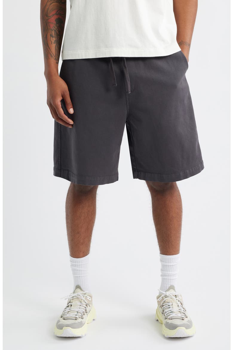 Floyde Lyocell & Cotton Twill Drawstring Shorts, Main, color, GRAPHITE (GARMENT DYED)