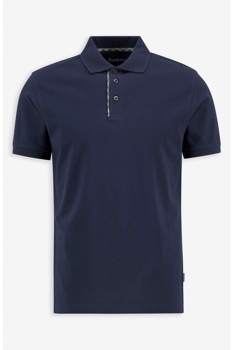 Reston Tailored Fit Tartan Trim Cotton Piqué Polo, Alternate, color, NAVY