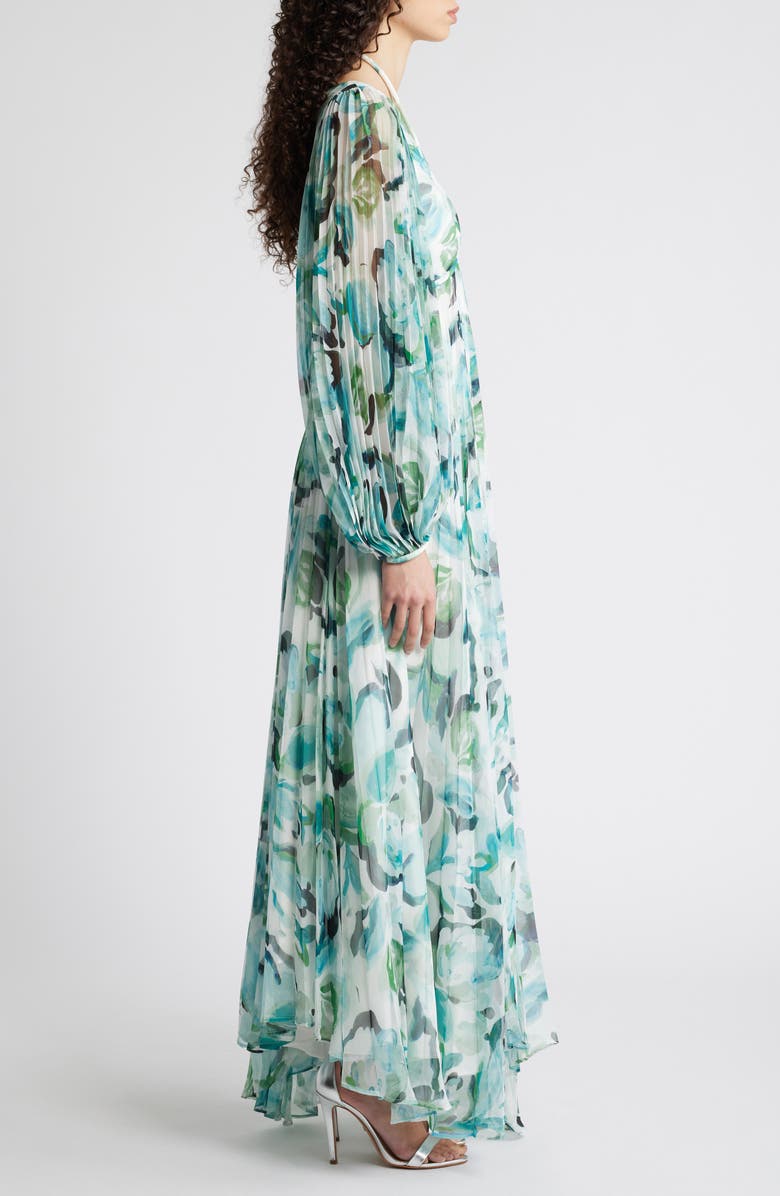 Acler Sandywell Pleated Long Sleeve Maxi Dress, Alternate, color, Teal Grove