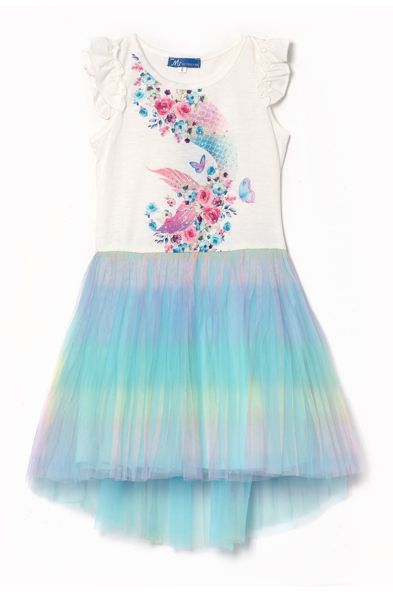 Truly Me Mermaid Tail Print Twofer Dress, Main, color, 