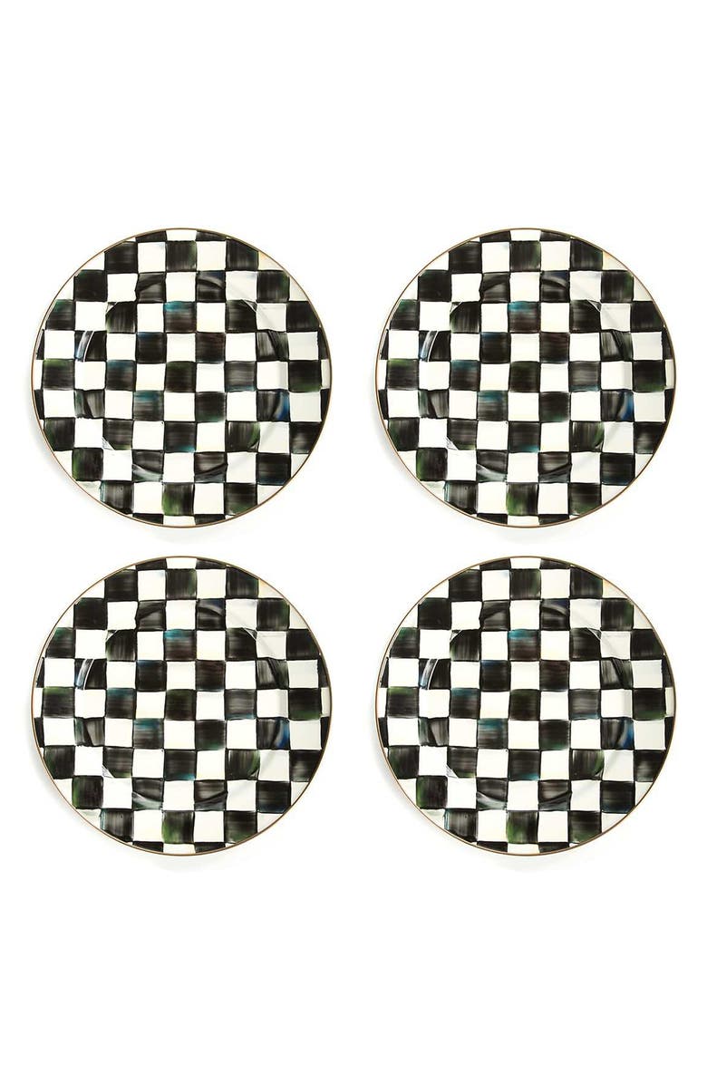 MACKENZIE CHILDS Courtly Check Set of 4 Chargers, Main, color, Black/ White