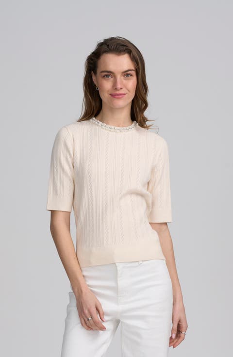 Fine Gauge Embellished Neck Top