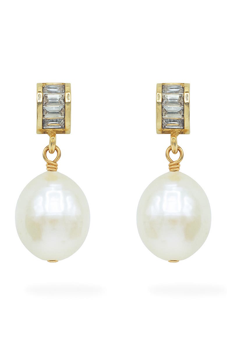 LA MENO Serene Freshwater Pearl Drop Earrings, Main, color,
