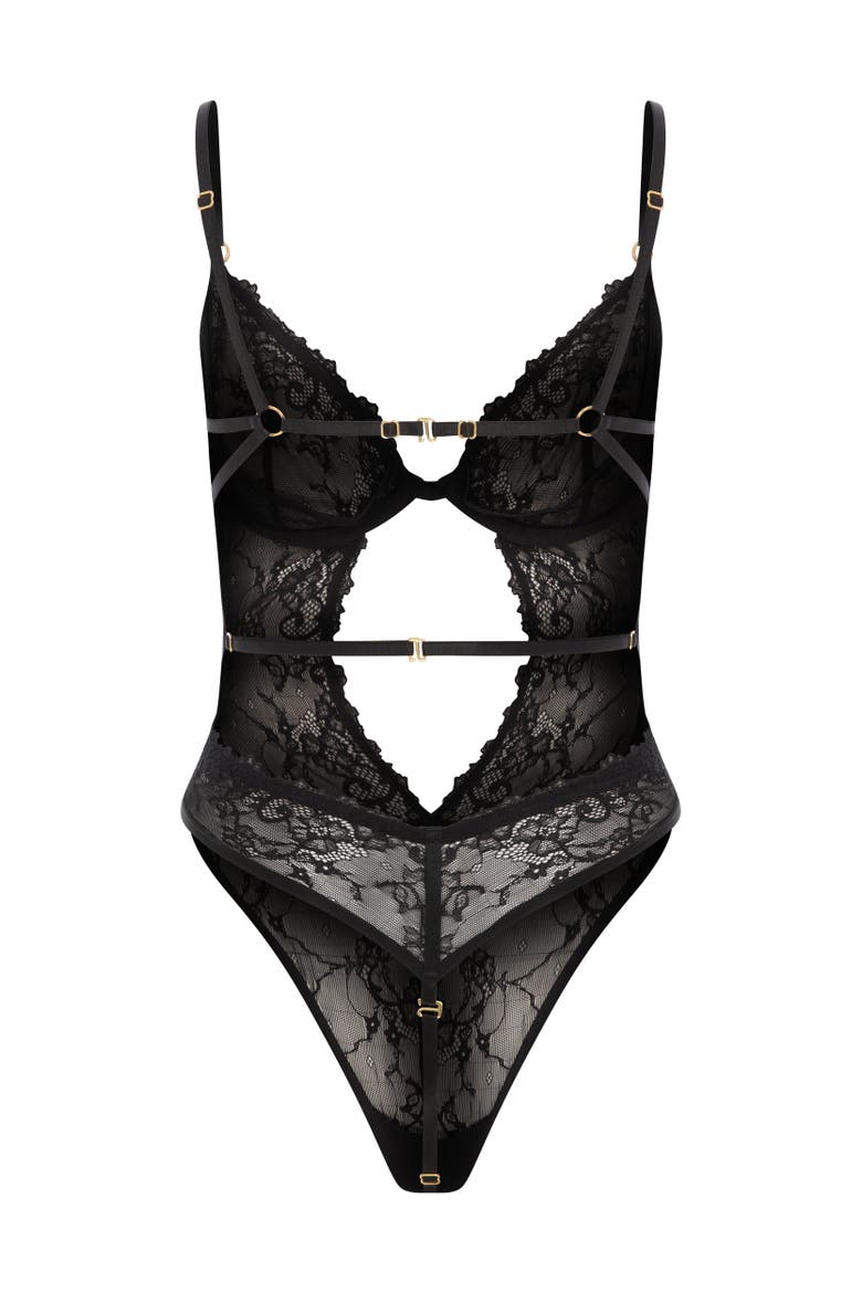 Charlotte - Lace Bodysuit, Alternate, color, Black