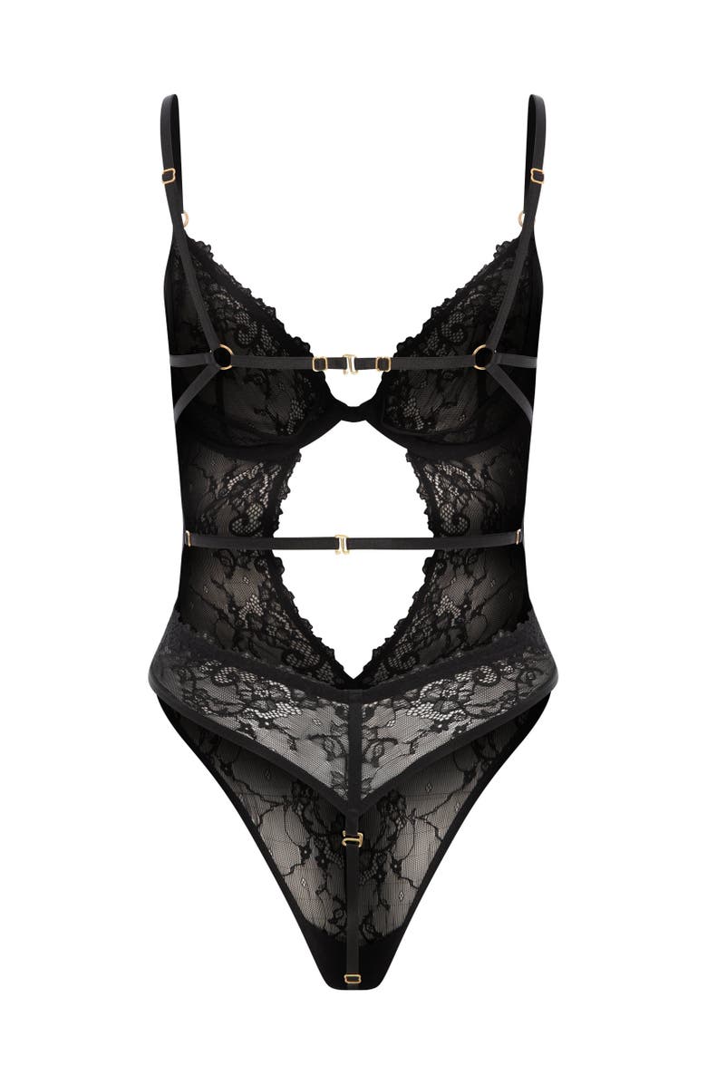 House Of Silk Charlotte - Lace Bodysuit, Alternate, color, Black