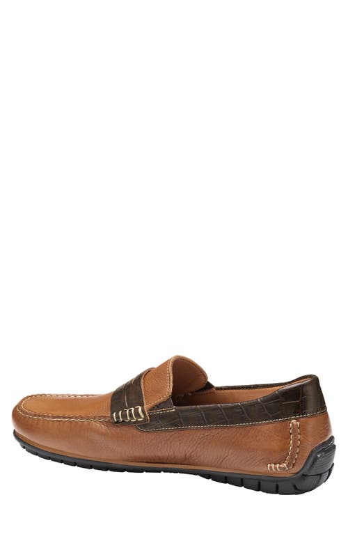 Johnston & Murphy Cort 2.0 Bit Loafer In Tan Full Grain/dark Brown Croc